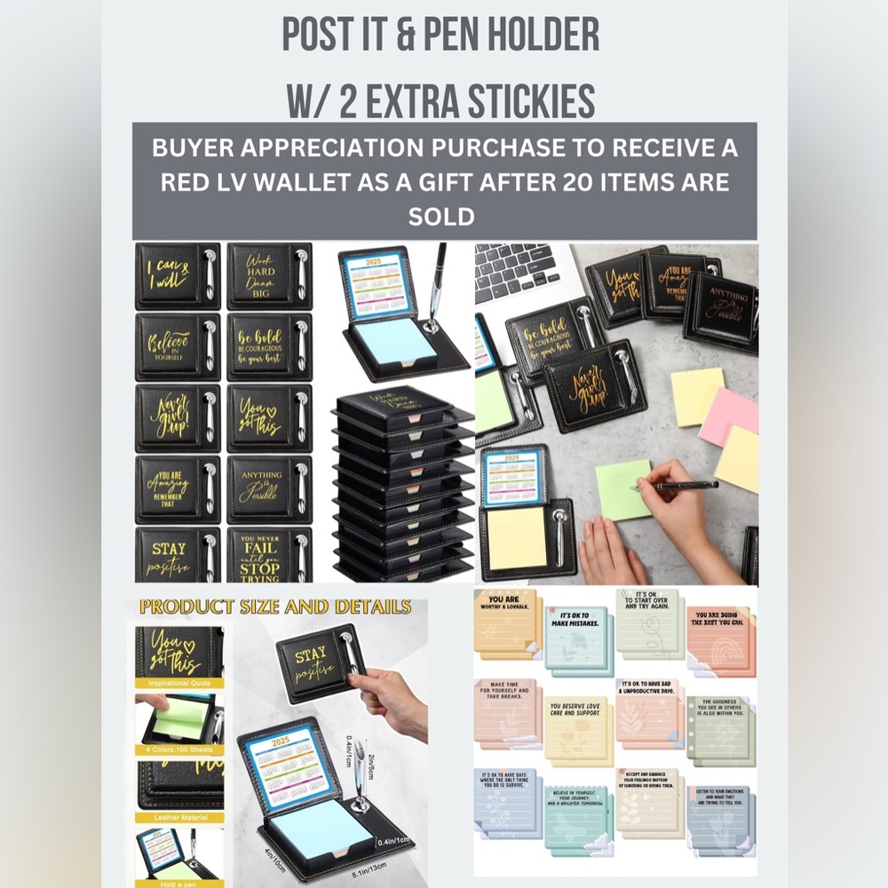 Buyer Appreciation - Black and Gold NWT Sticky Note & Pen Holder w/ 2 Extra Pads - Picture 13 of 13